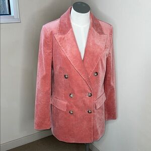 EUC Banana Republic Pink Blush Corduroy double breasted Blazer Size 4